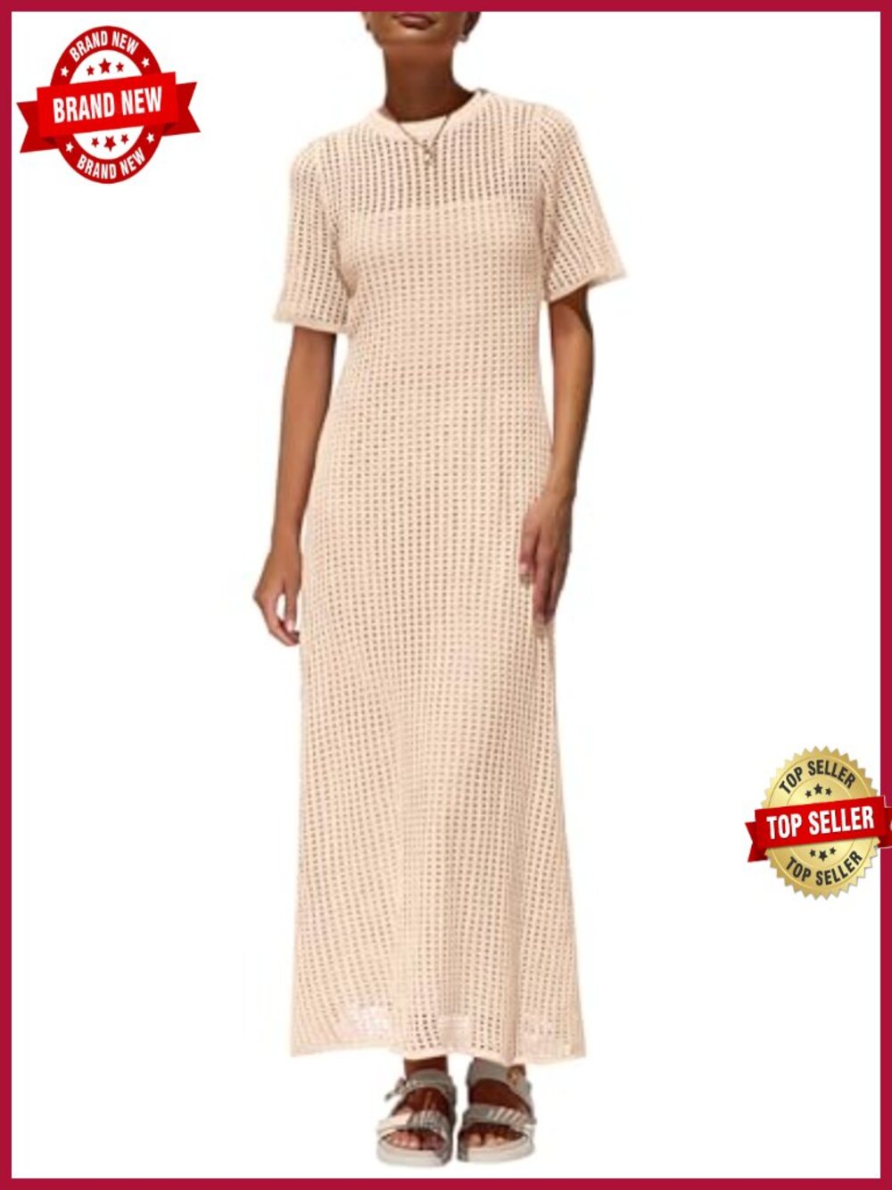 Two Piece Eyelet Crochet Maxi Dress Set Vacation Beach Resort Wear